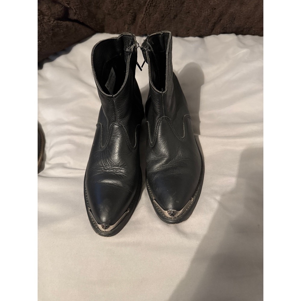 Double H‎ Womens Side Zipper Black Ankle Boots Size 7.5 M Wide Pointed Toe